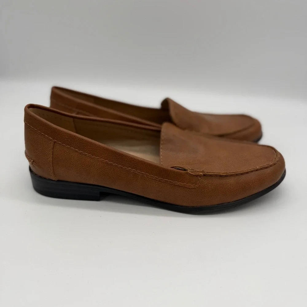 LifeStride Margot Loafers Tan Brown Faux Leather Slip On Shoes Womens 5.5M